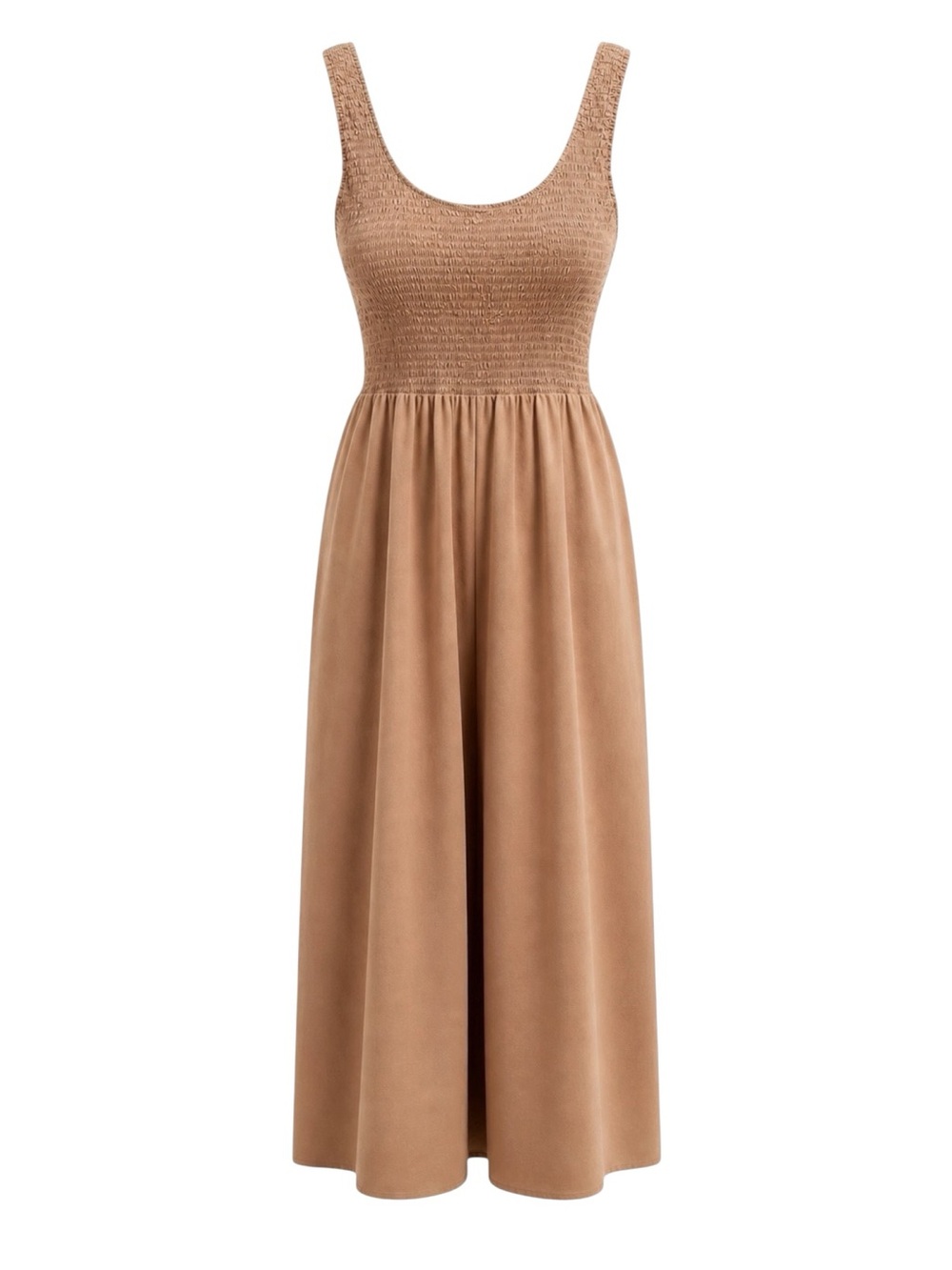 XiRENA Florence Cotton Poplin Sleeveless Scoop Neck Smocked Bodice Midi Dress